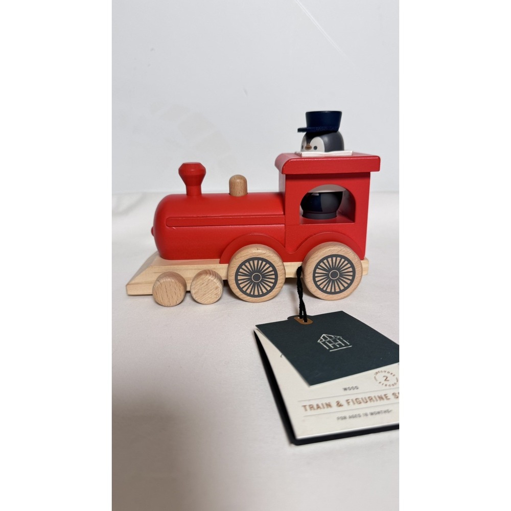 Hearth & Hand Magnolia Red Wooden Train Peg Toy Penguin 2024 Christmas Holiday